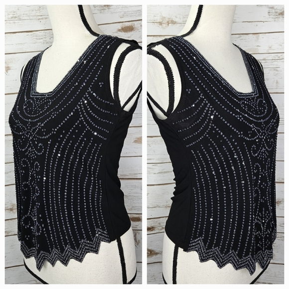 Dressbarn Collection Shiny Beaded Tank Top Size Small - Picture 7 of 8